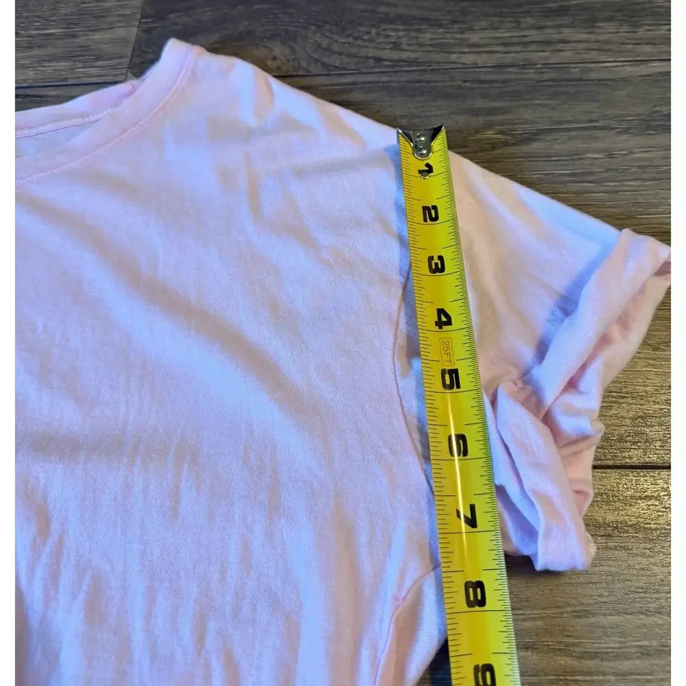 Calvin Klein Jeans Pink Tie Front Crop Tee Logo Patch Y2K Preppy Women Size L - Picture 8 of 11